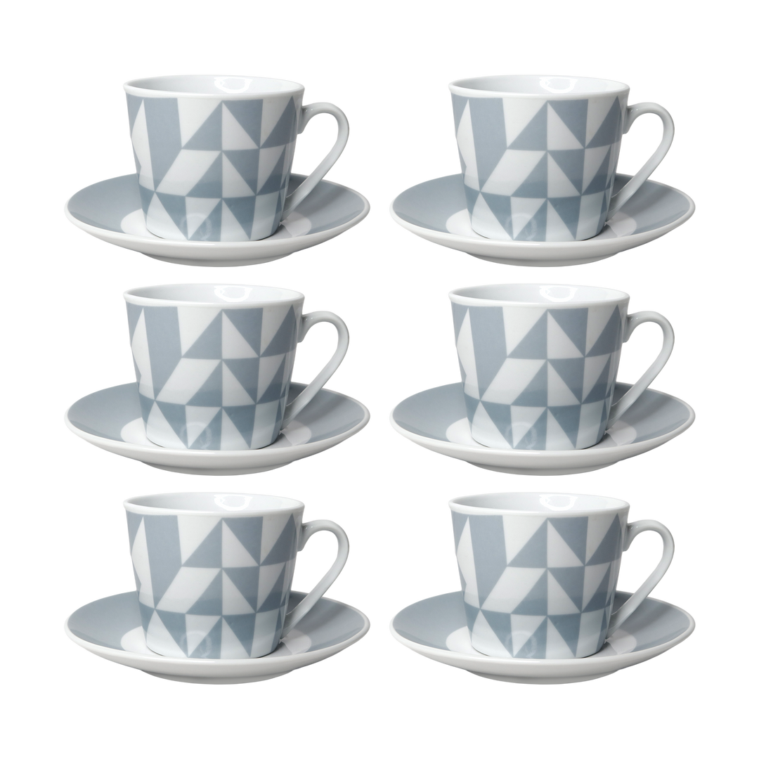 6 tasses 8x7cm + 6 sous-tasses 14cm colorés