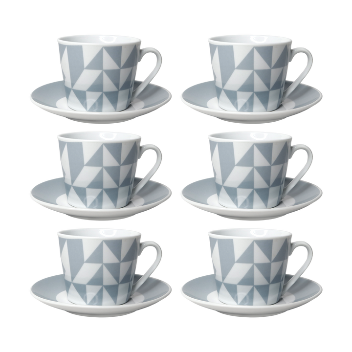 6 tasses 8x7cm + 6 sous-tasses 14cm colorés