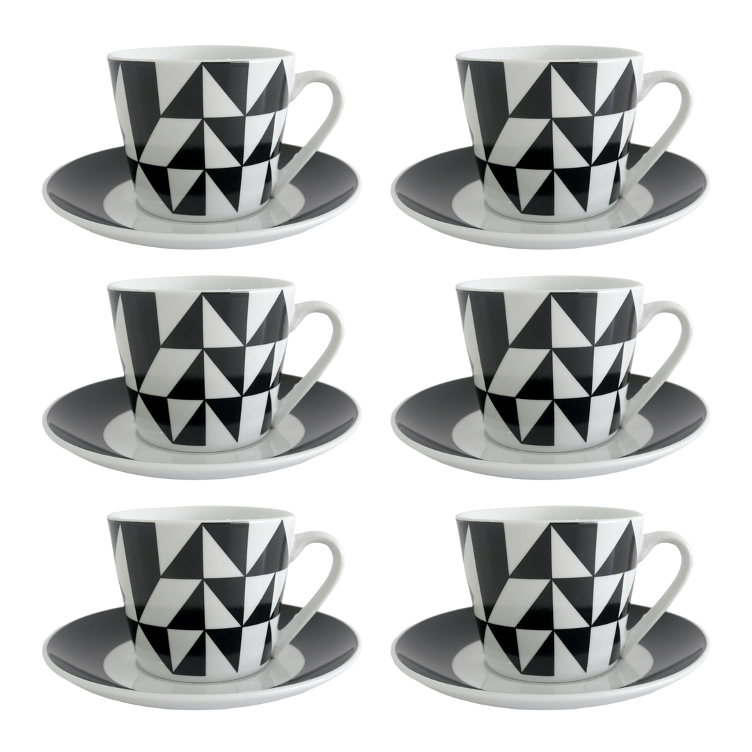 6 tasses 8x7cm + 6 sous-tasses 14cm colorés