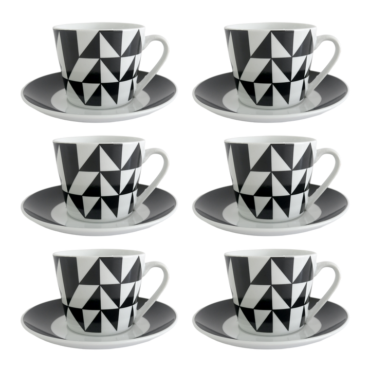 6 tasses 8x7cm + 6 sous-tasses 14cm colorés