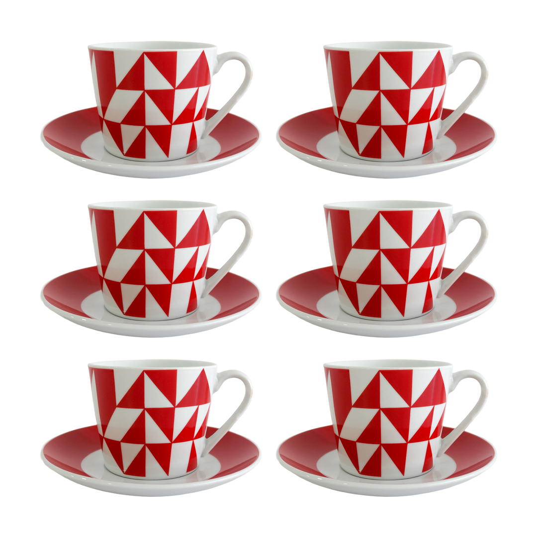 6 tasses 8x7cm + 6 sous-tasses 14cm colorés