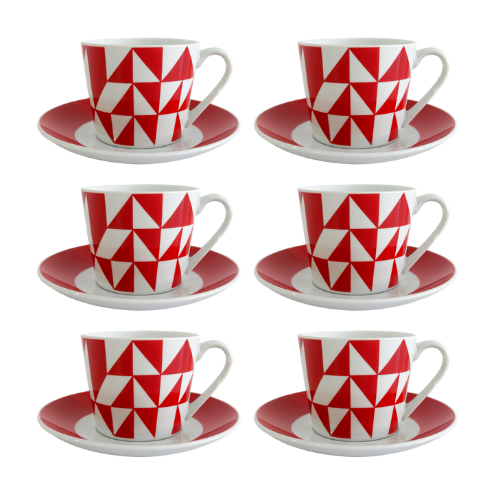6 tasses 8x7cm + 6 sous-tasses 14cm colorés
