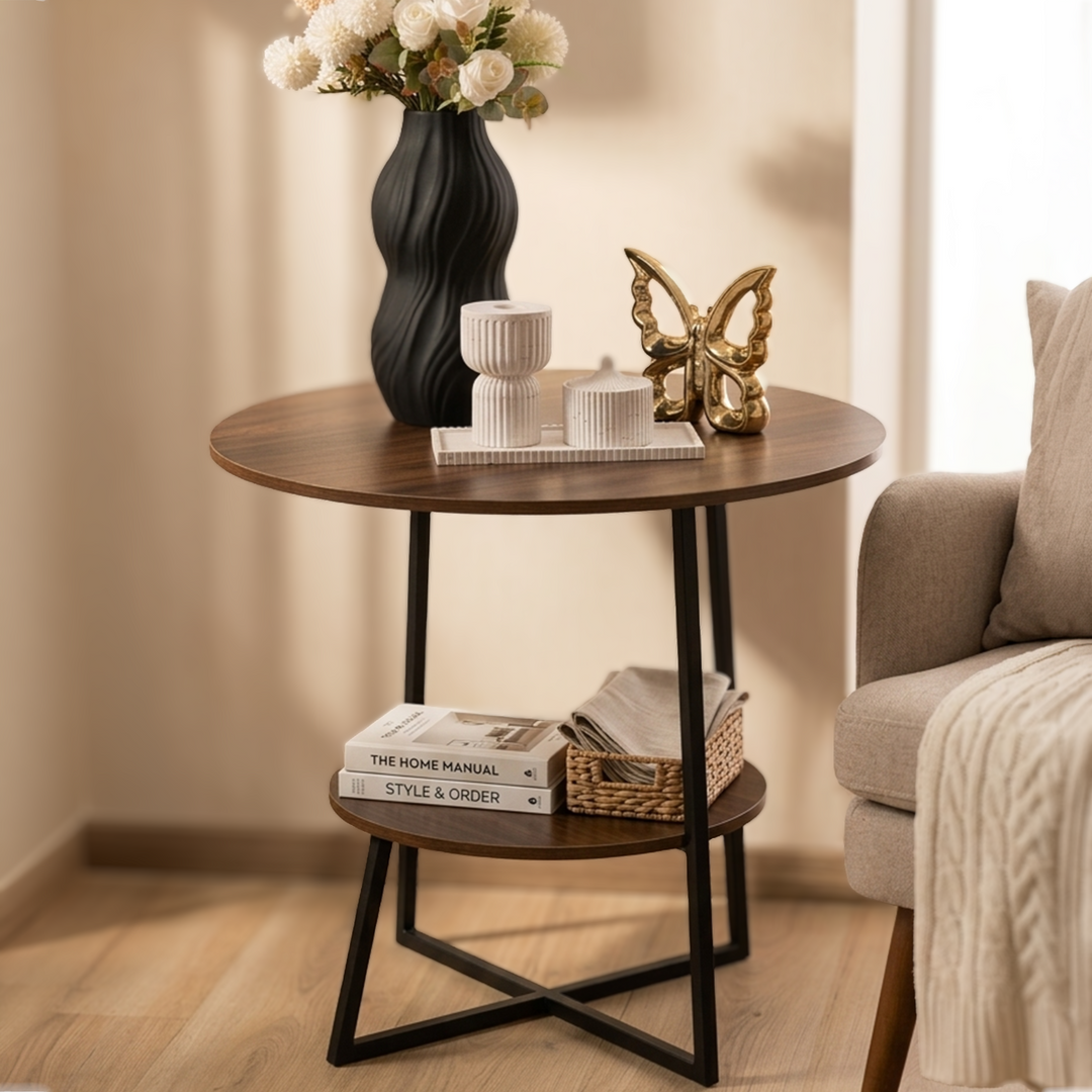 Table d'appoint 2 niveaux en MDF 60x55cm