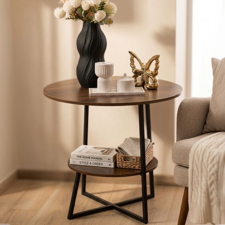 Table d'appoint 2 niveaux en MDF 60x55cm