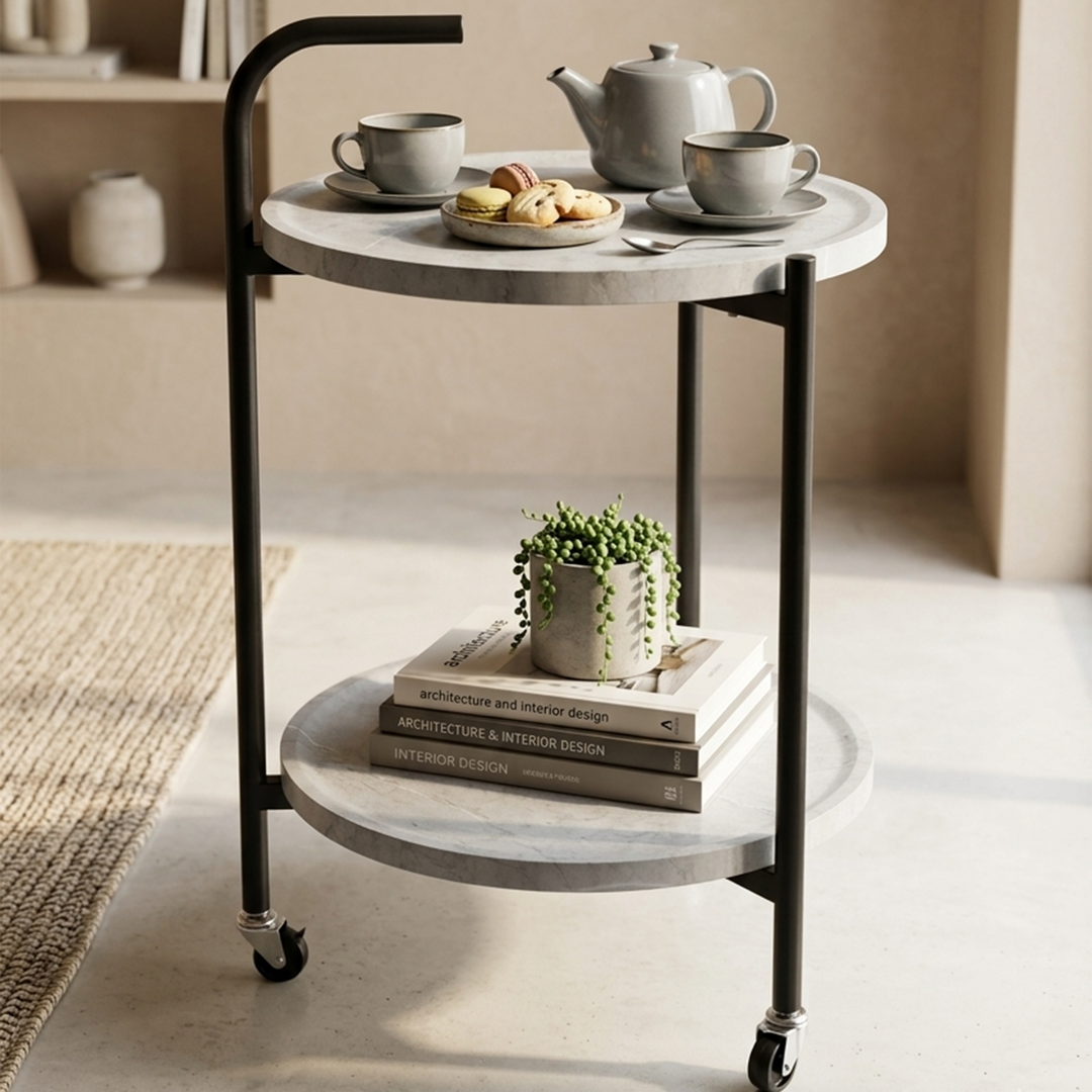 Chariot rond 2 niveaux en MDF 40x55cm