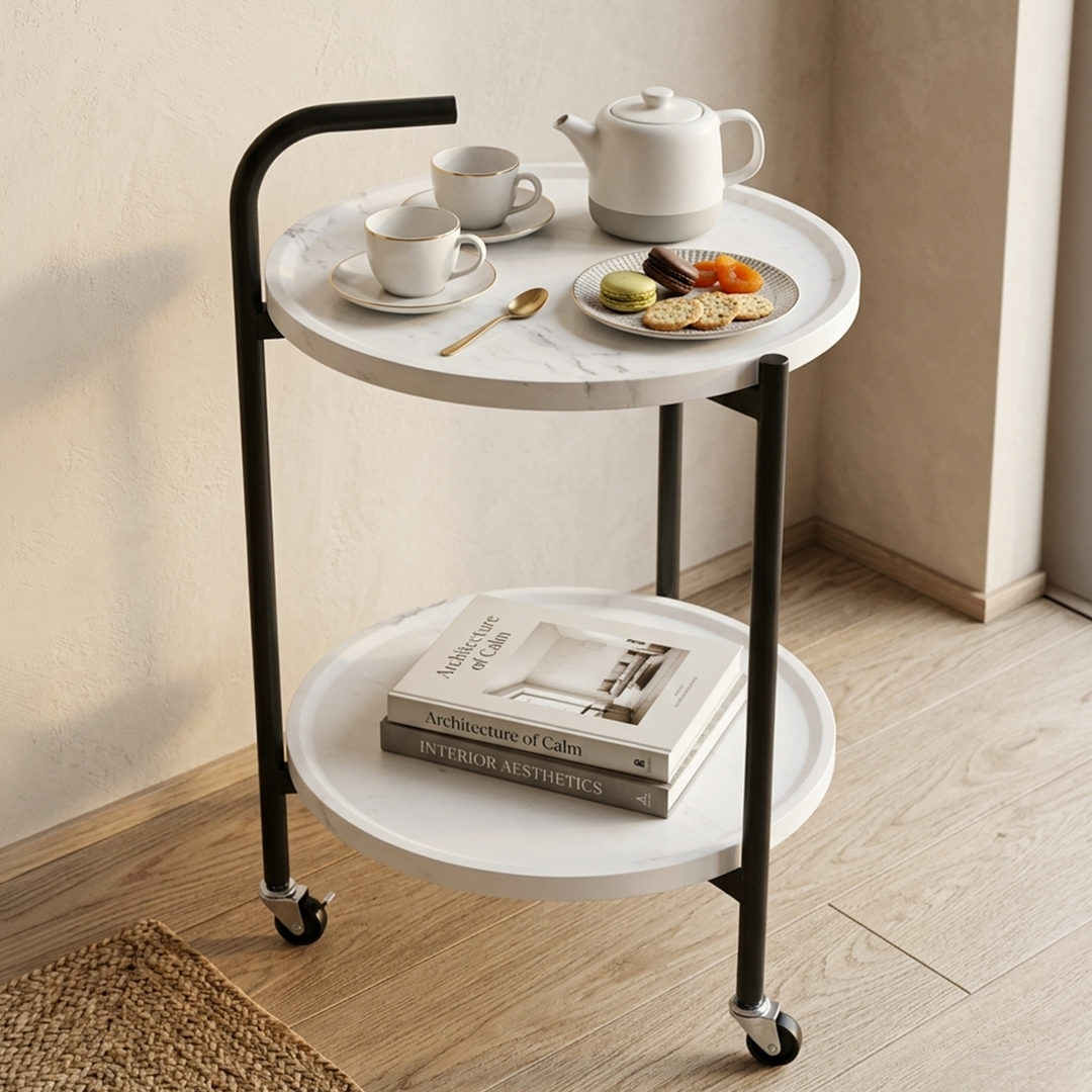 Chariot rond 2 niveaux en MDF 40x55cm