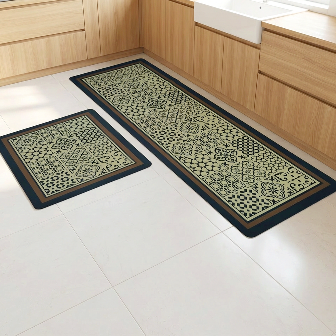 Set 2 tapis cuisine imperméable 180x60cm + 70x60cm