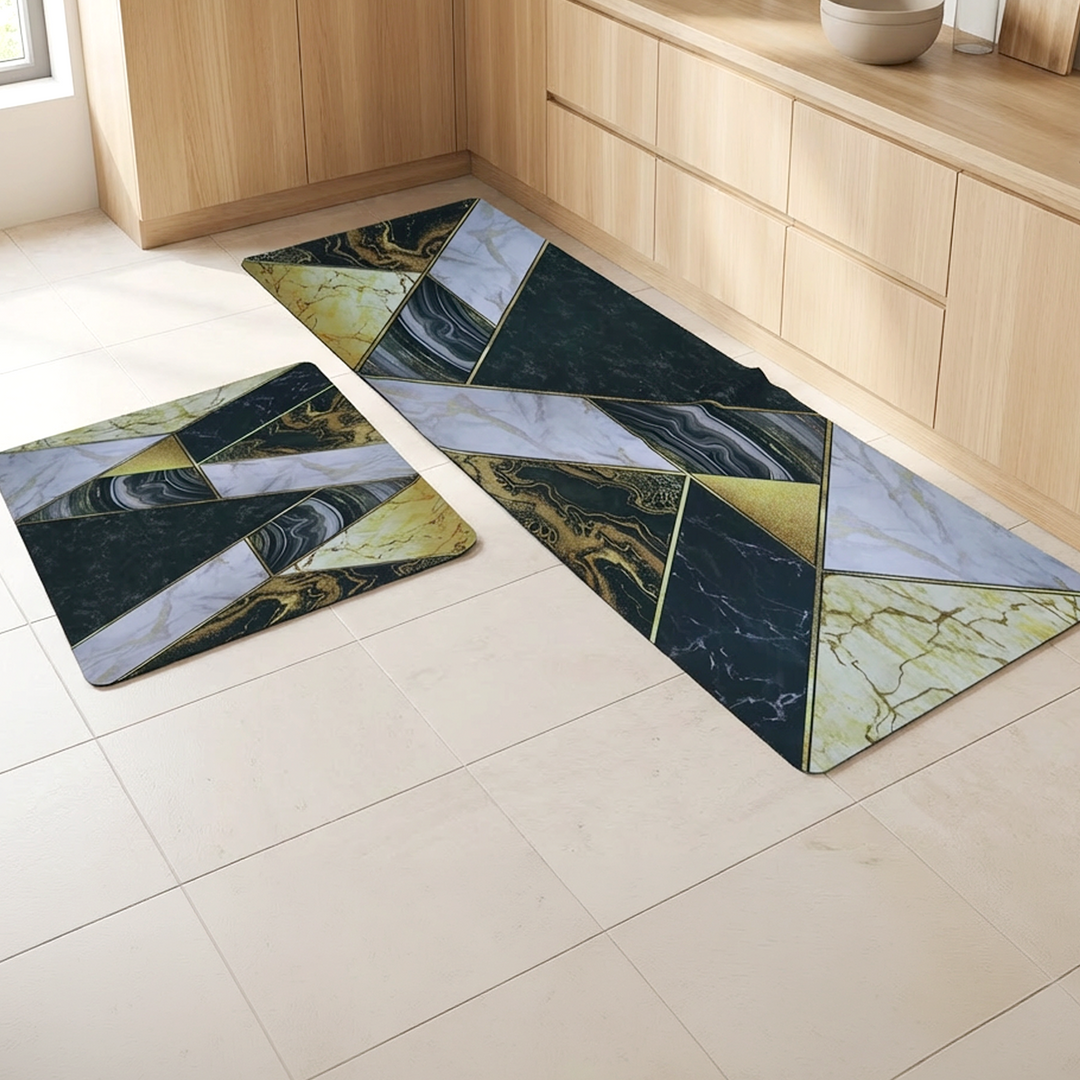 Set 2 tapis cuisine imperméable 180x60cm + 70x60cm