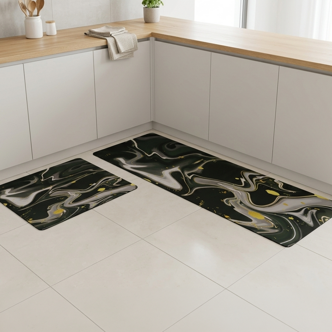 Set 2 tapis cuisine imperméable 180x60cm + 70x60cm