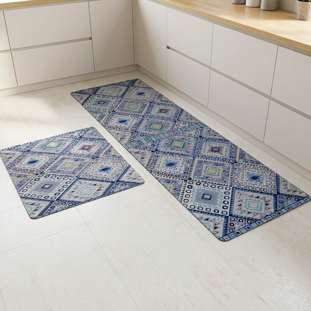 Set 2 tapis cuisine imperméable 180x60cm + 70x60cm