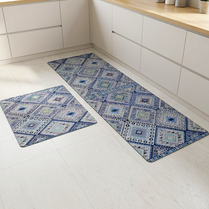 Set 2 tapis cuisine imperméable 180x60cm + 70x60cm