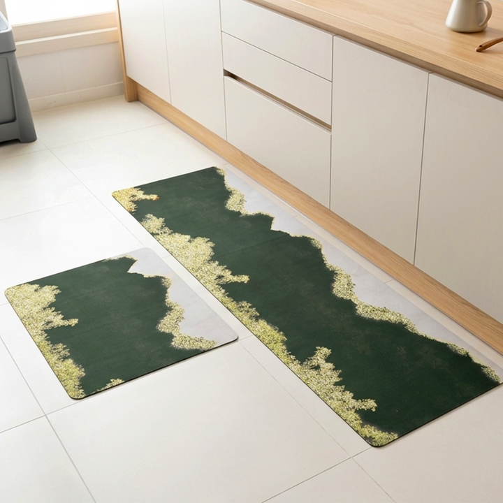 Set 2 tapis cuisine imperméable 180x60cm + 70x60cm