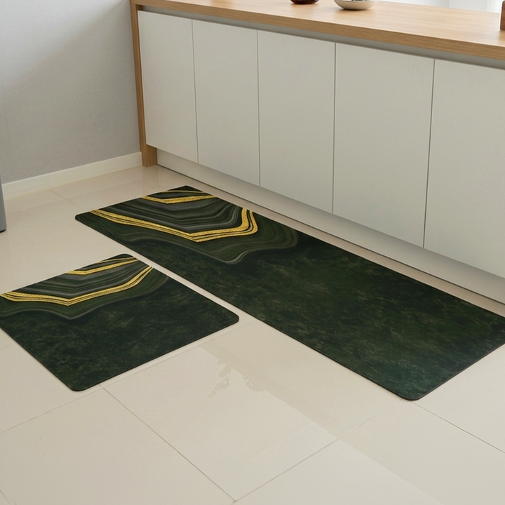 Set 2 tapis cuisine imperméable 180x60cm + 70x60cm