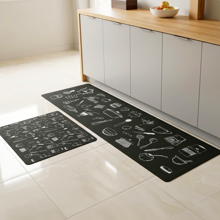 Set 2 tapis cuisine imperméable 180x60cm + 70x60cm