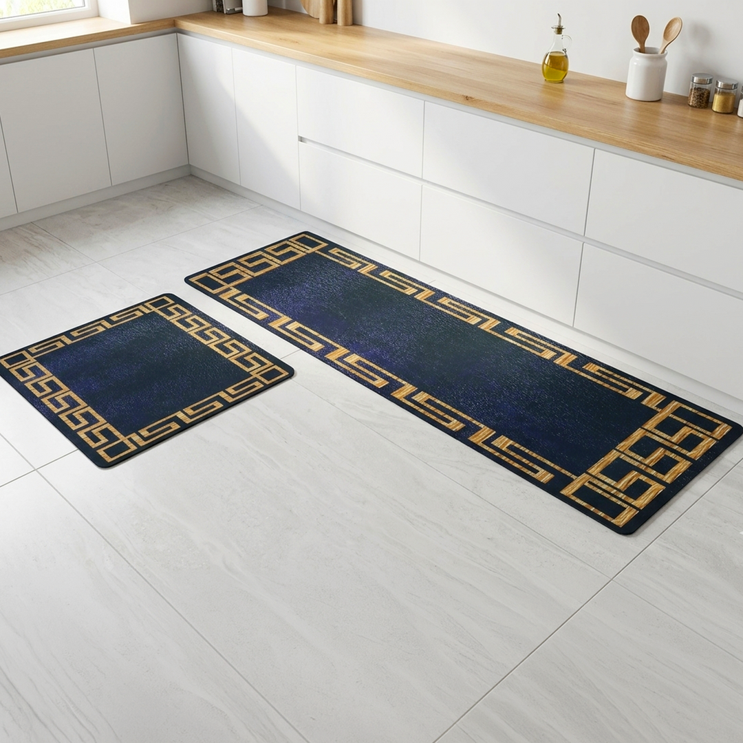 Set 2 tapis cuisine imperméable 180x60cm + 70x60cm