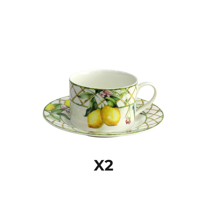 Set 2 tasses 6cm + 2 sous tasses 11cm Lemon