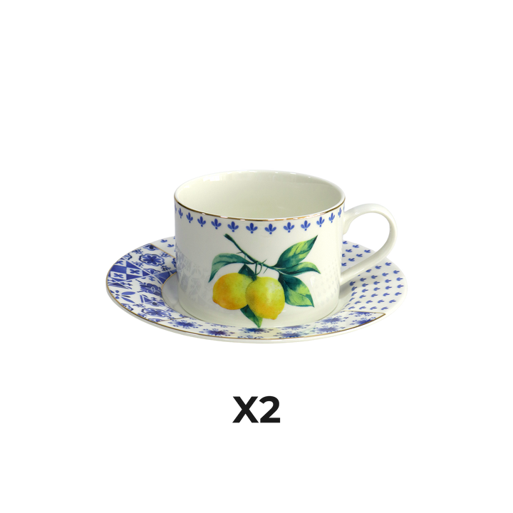 Set 2 tasses 6cm + 2 sous tasses 11cm Lemon