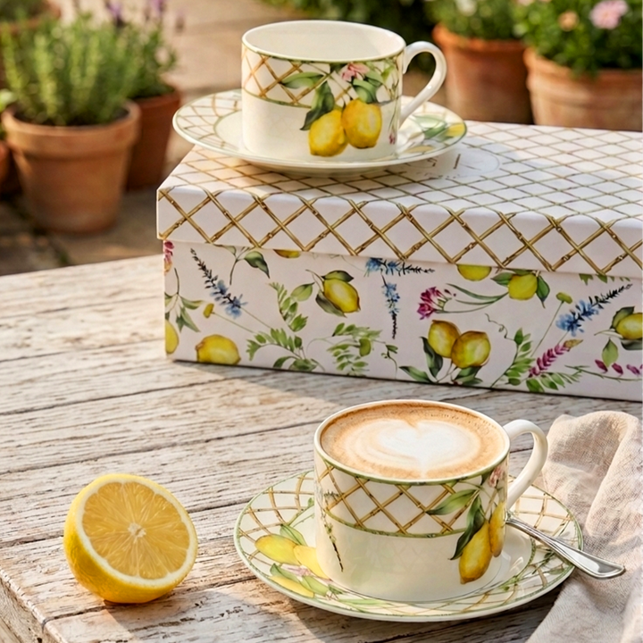 Set 2 tasses 6cm + 2 sous tasses 11cm Lemon