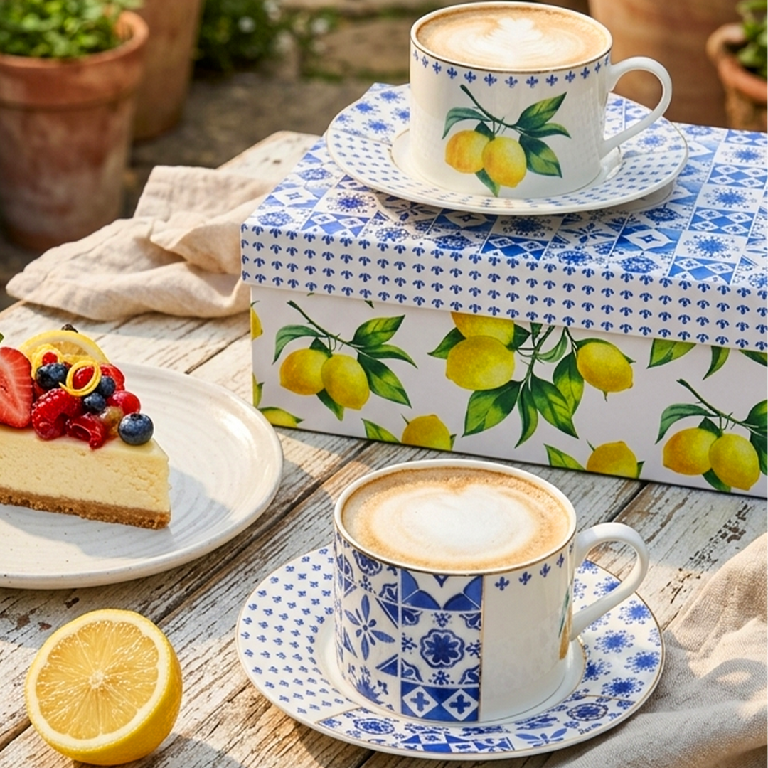 Set 2 tasses 6cm + 2 sous tasses 11cm Lemon