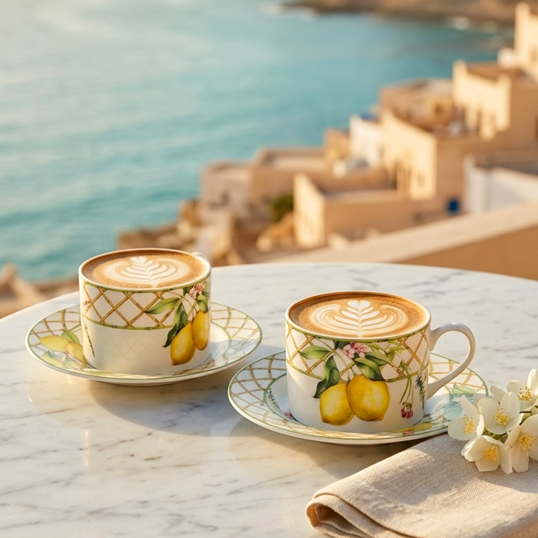 Set 2 tasses 6cm + 2 sous tasses 11cm Lemon