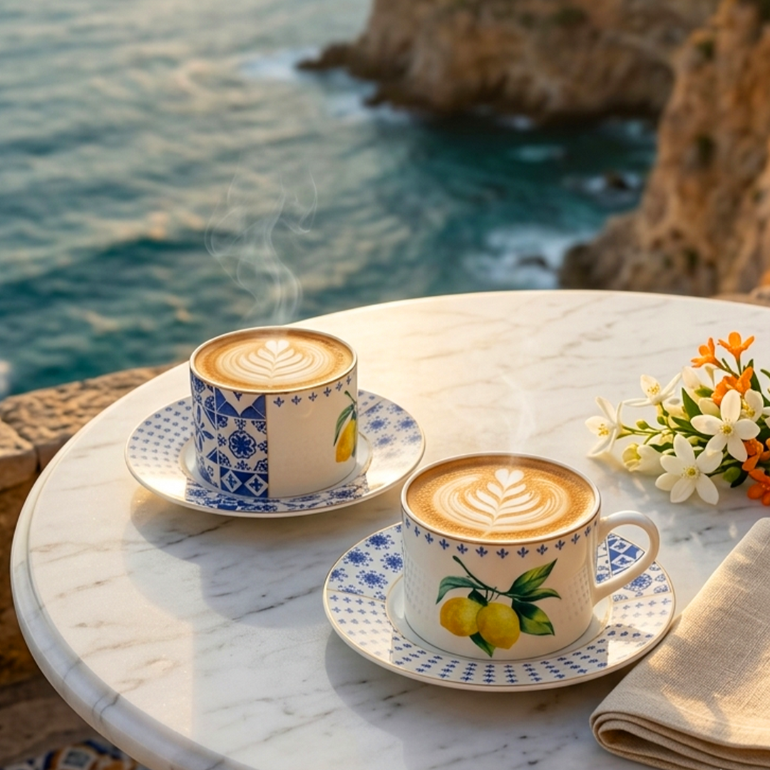 Set 2 tasses 6cm + 2 sous tasses 11cm Lemon