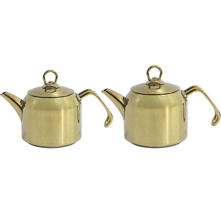 Set 2 théières en inox doré 0,9L et 1,2 L