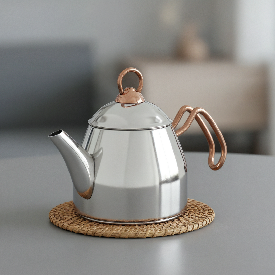 Théière en inox argenté et bronze 1,20L