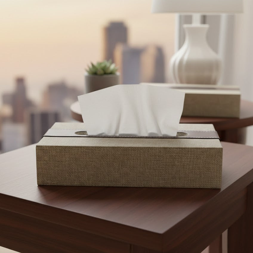 Boîte mouchoir beige marron 28x16x6cm