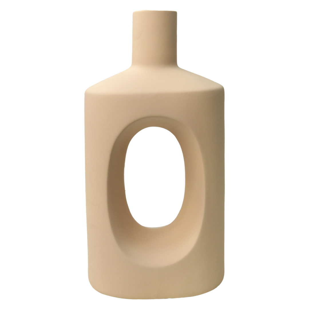 Vase en céramique beige 27x13cm