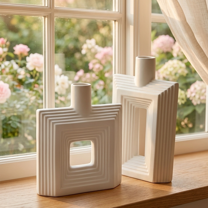 Set 2 vases en céramique 26cm + 31cm