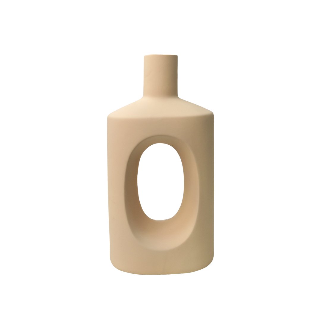Vase en céramique beige 20x11cm