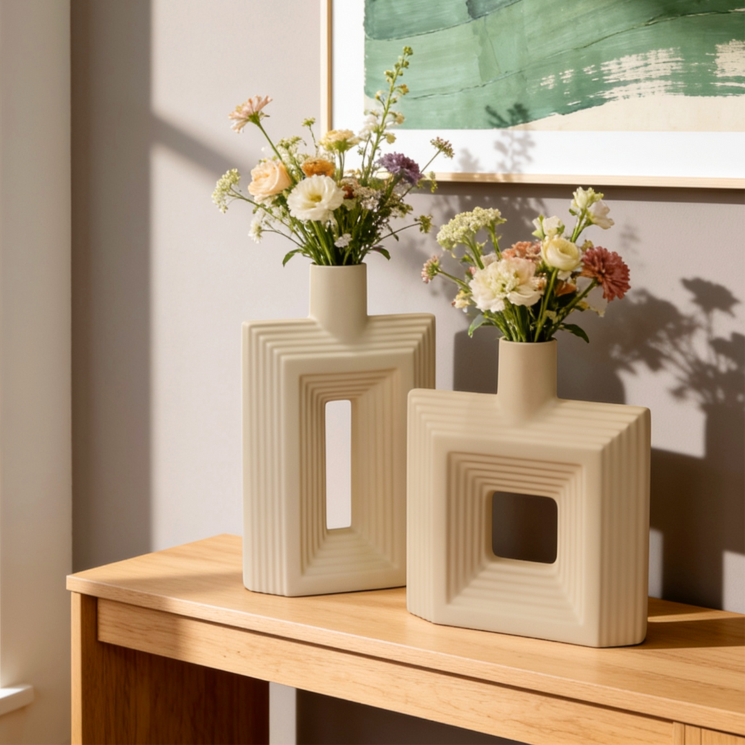 Set 2 vases en céramique 26cm + 31cm