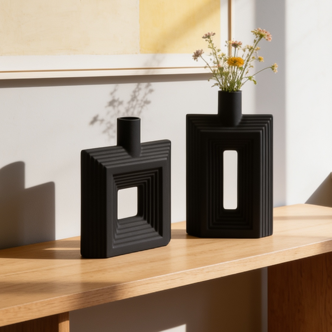 Set 2 vases en céramique 26cm + 31cm