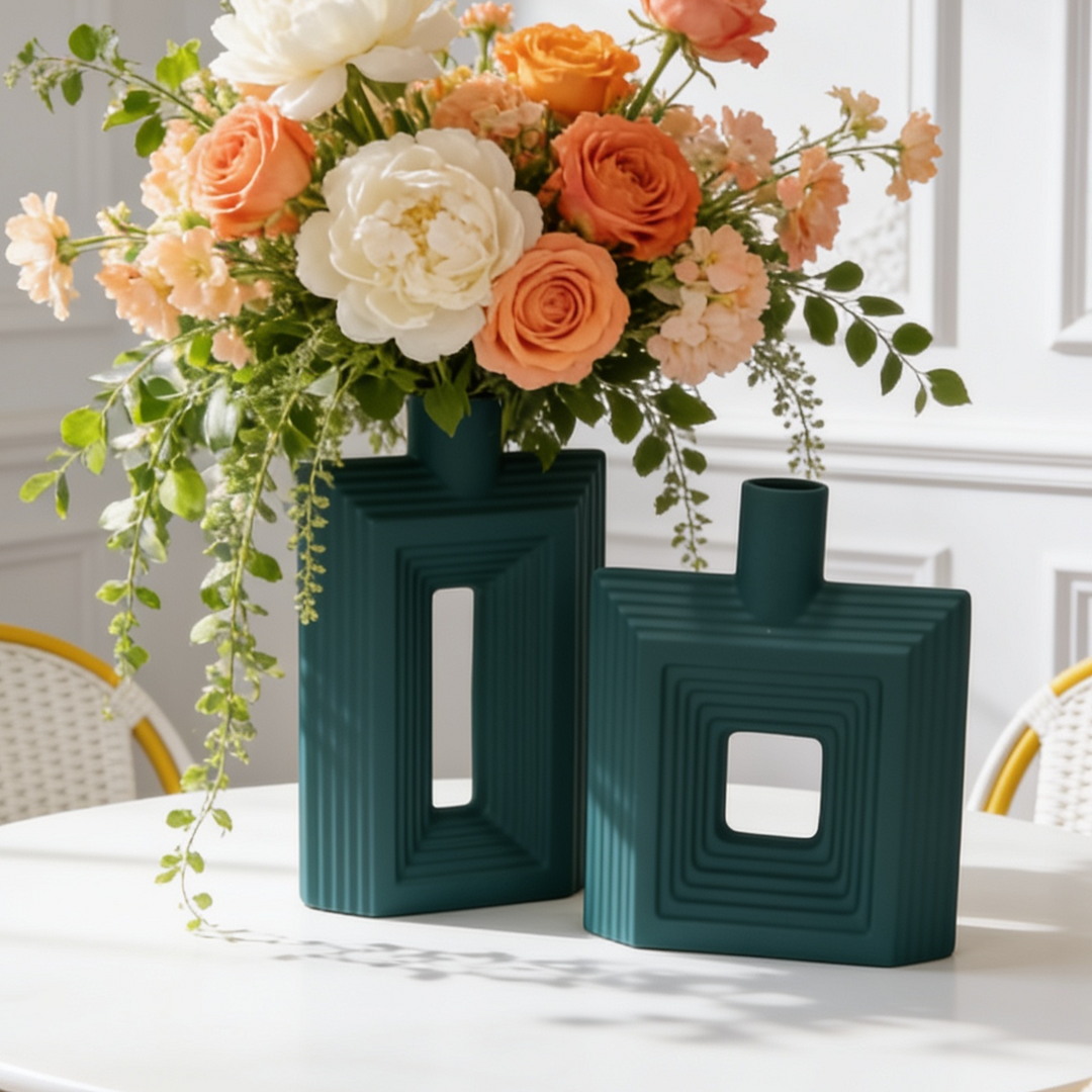 Set 2 vases en céramique 26cm + 31cm