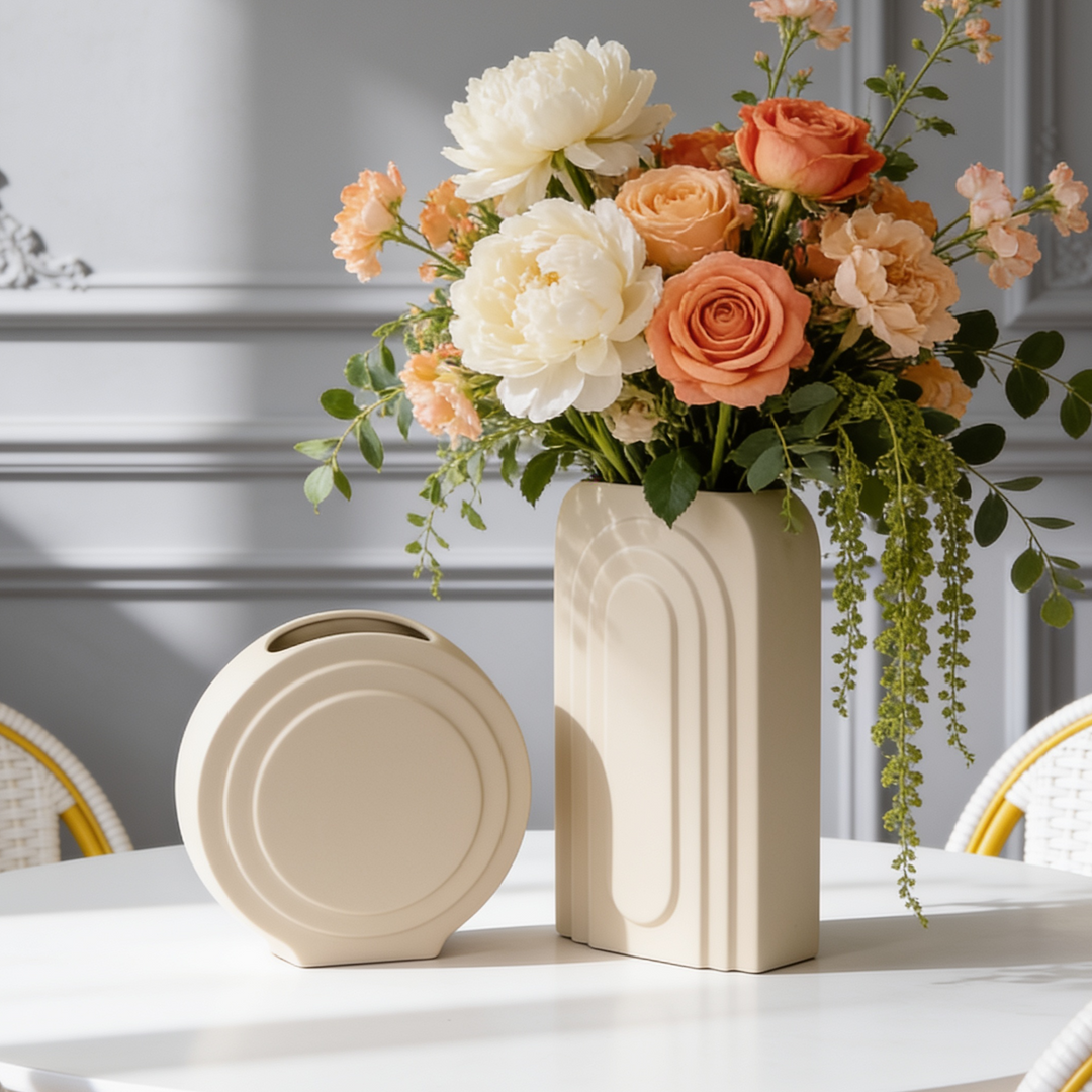 Set 2 vases en céramique 20cm + 27cm