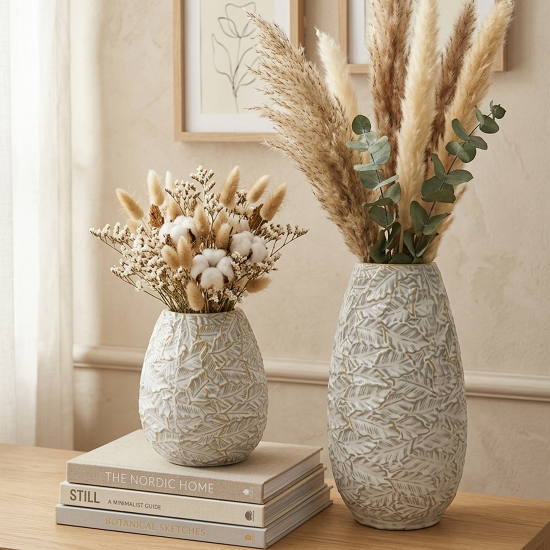 Set 2 vases en céramique 19cm + 29cm