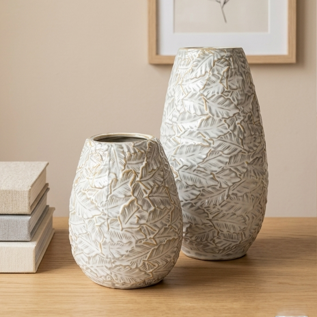 Set 2 vases en céramique 19cm + 29cm