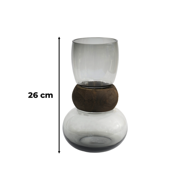 Set 2 Vases en Verre Transparent Gris 26cm + 33cm