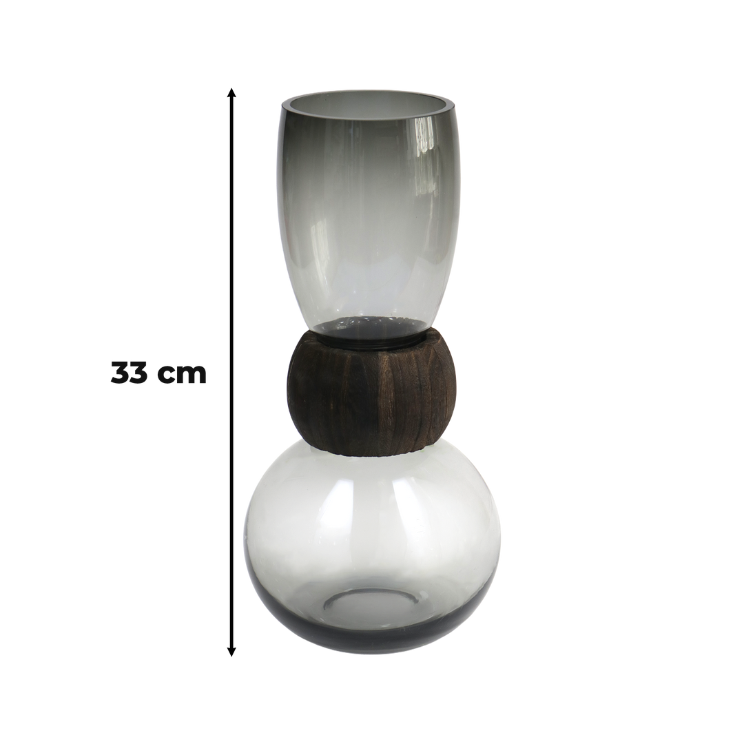 Set 2 Vases en Verre Transparent Gris 26cm + 33cm