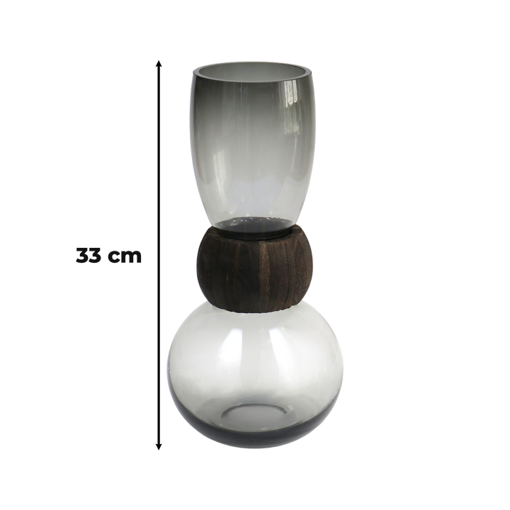 Set 2 Vases en Verre Transparent Gris 26cm + 33cm