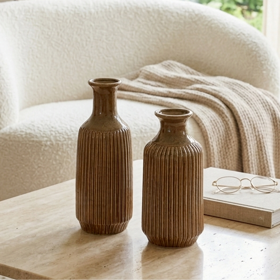 Set 2 vases en céramique 25cm + 30cm
