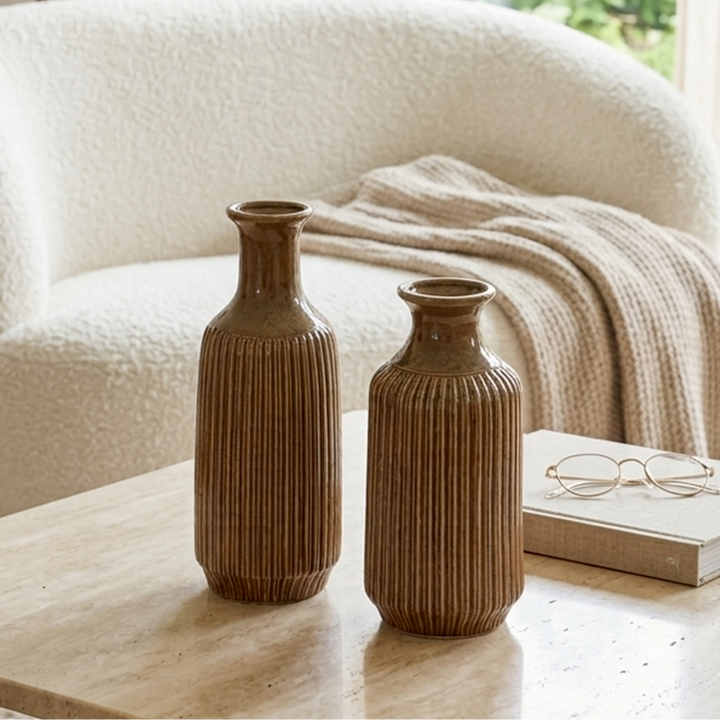 Set 2 vases en céramique 25cm + 30cm