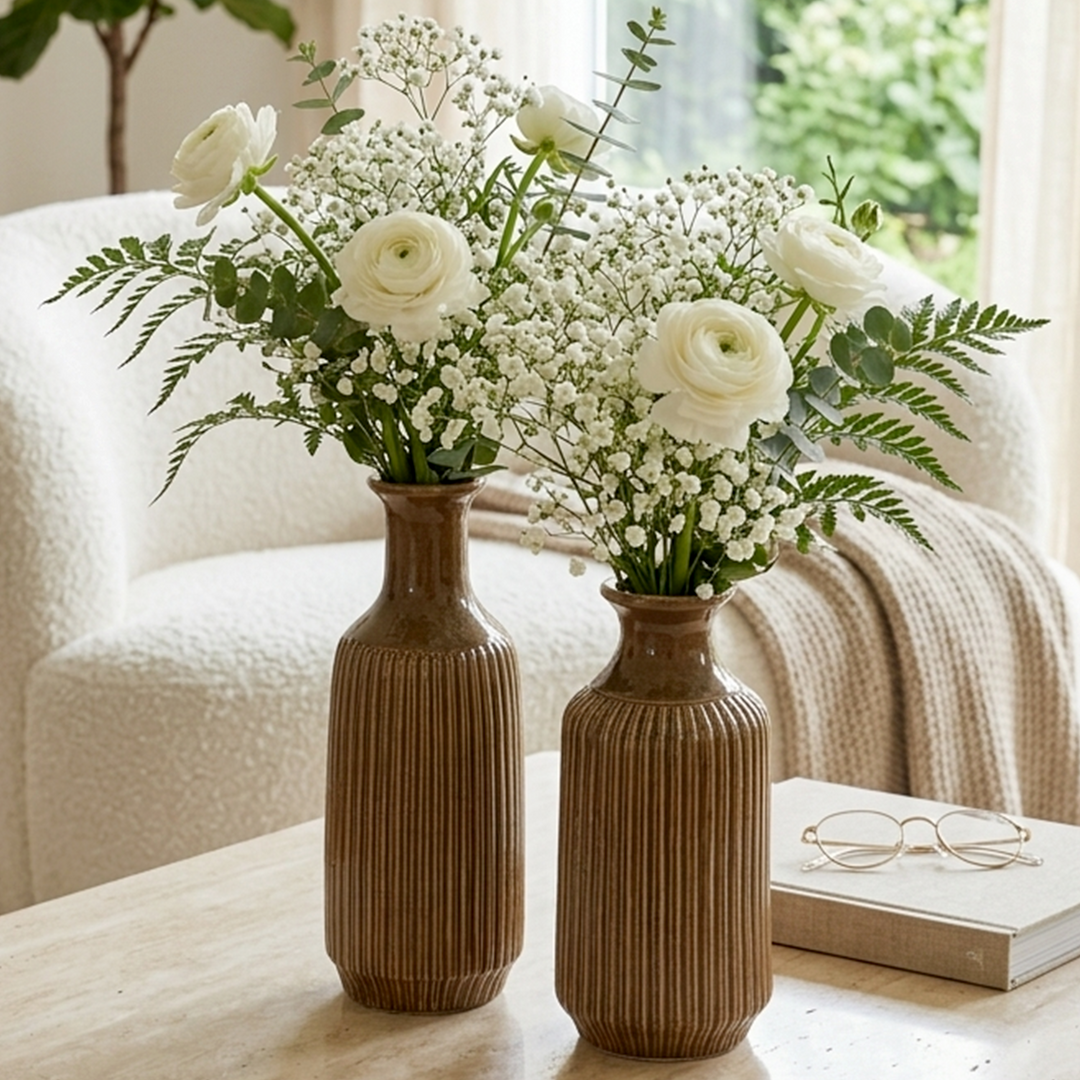 Set 2 vases en céramique 25cm + 30cm
