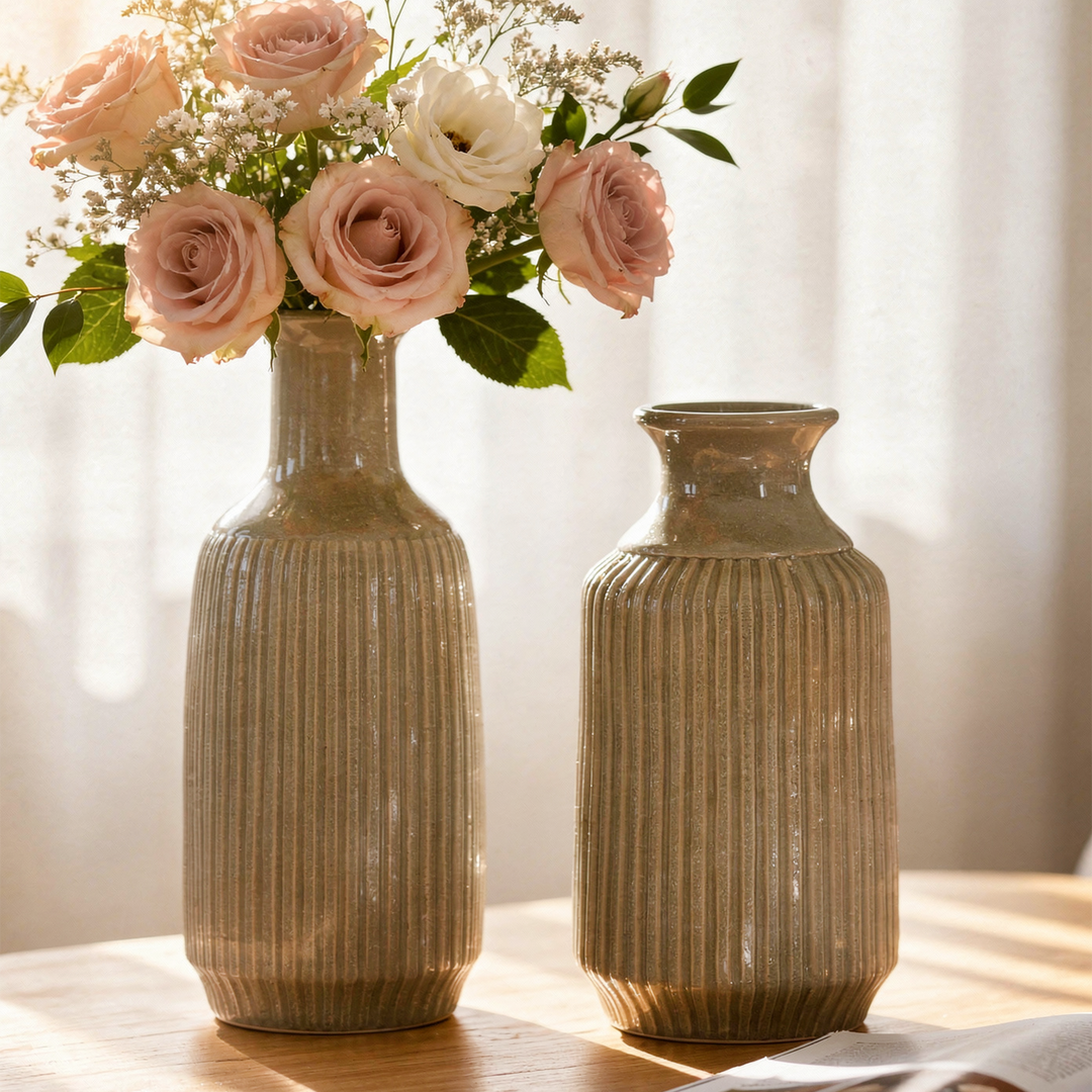Set 2 vases en céramique 25cm + 30cm