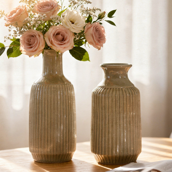Set 2 vases en céramique 25cm + 30cm