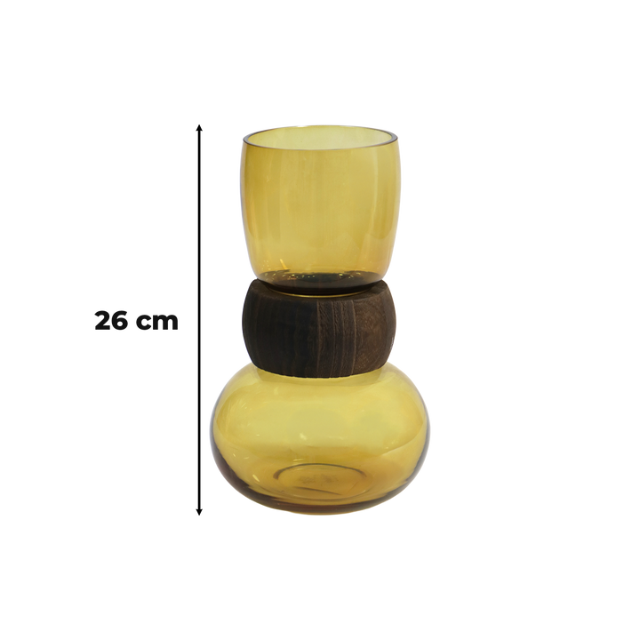 Set 2 Vases en Verre Transparent Marron 26cm + 33cm