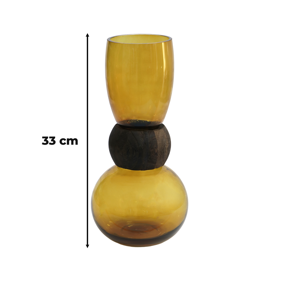 Set 2 Vases en Verre Transparent Marron 26cm + 33cm