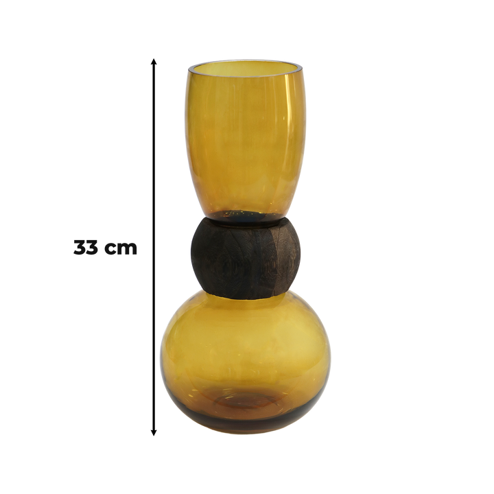 Set 2 Vases en Verre Transparent Marron 26cm + 33cm