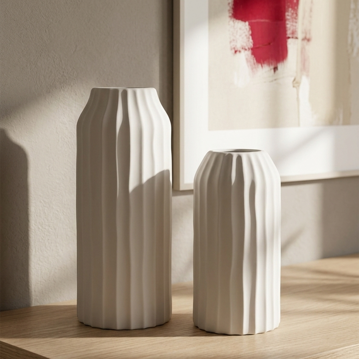 Set 2 vases en céramique 22cm + 28cm