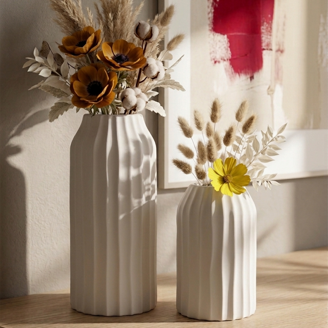Set 2 vases en céramique 22cm + 28cm